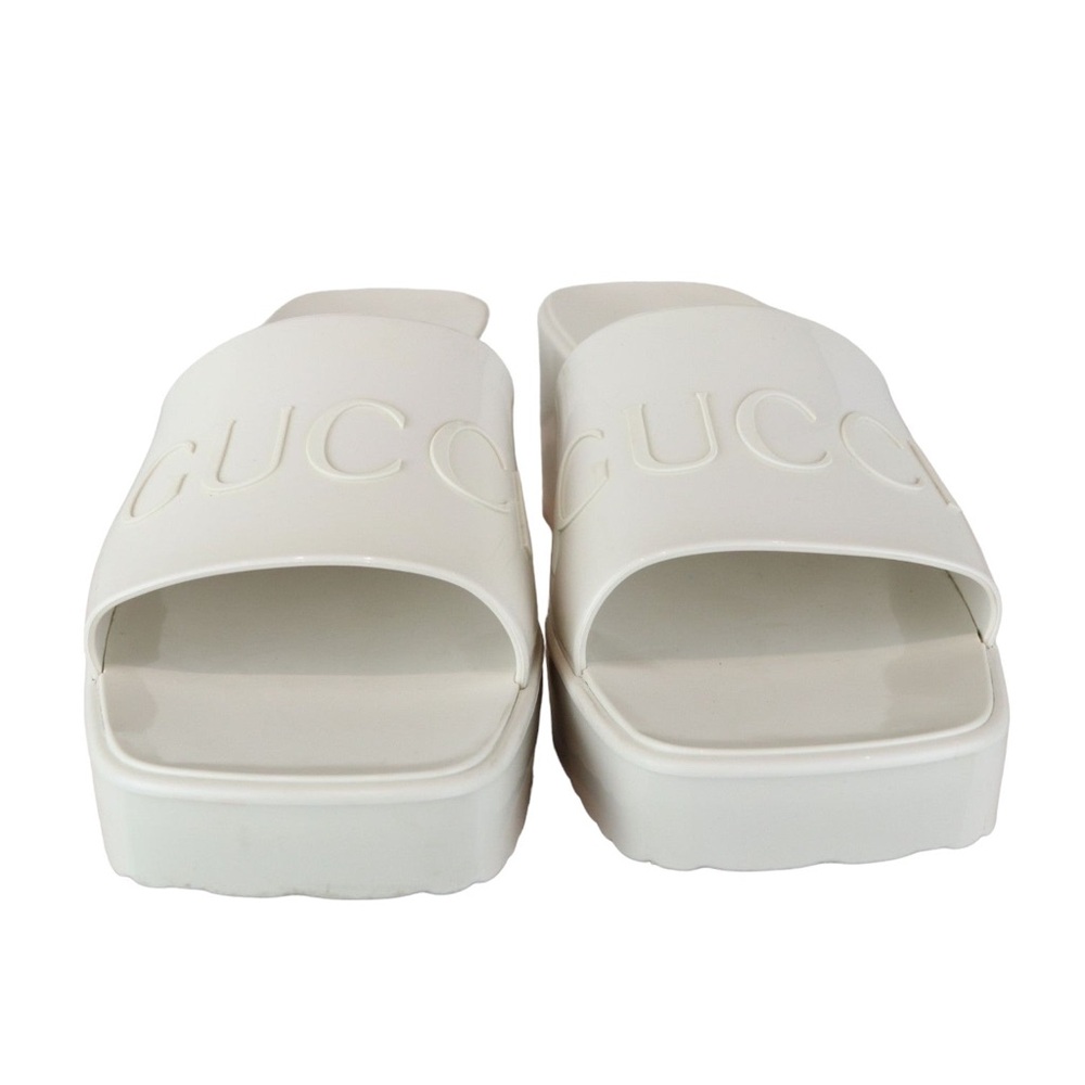 Gucci White Logo Platform Sandals Shoes - Picture 3 of 5